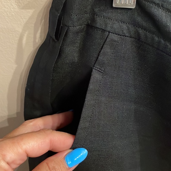 DKNY Lined LINEN wide leg BERMUDA shorts Black size Small - Picture 3 of 12